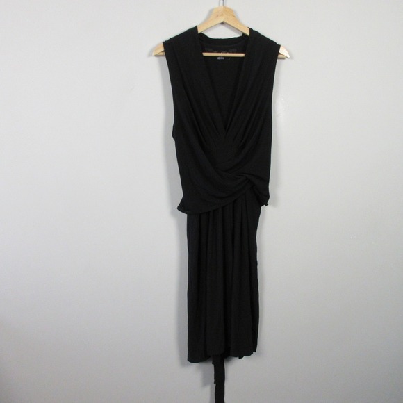 Norma Kamali Sleeveless Wrap Dress XL Black Twist Front Stretch Designer 520 - Picture 1 of 12